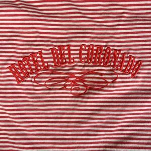 VINTAGE HOTEL DEL CORONADO T Shirt Medium White Red Striped Embroidered 90s